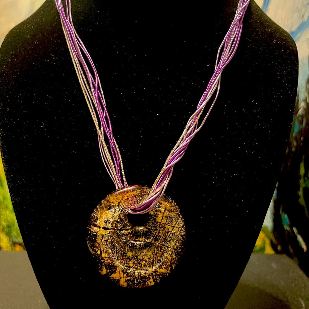 Murano Glass pendant with ribbon necklace